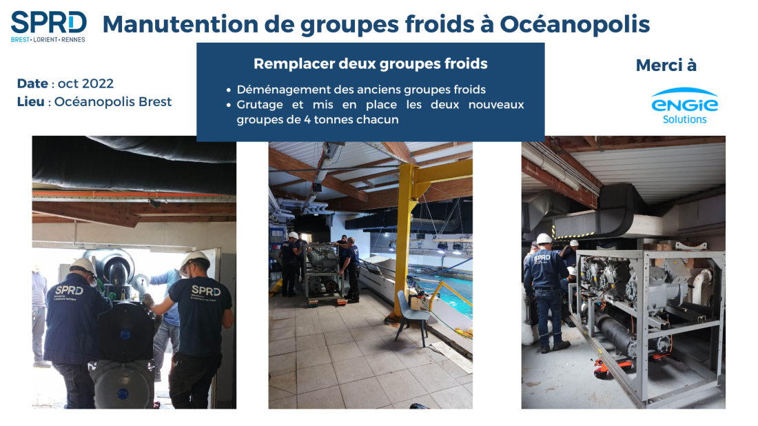 Manutention de groupes froids - Océanopolis