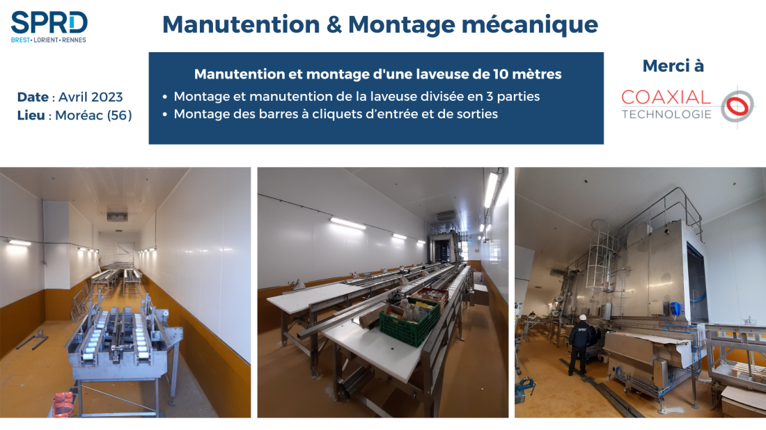 Manutention & Montage mécanique d'une laveuse de 10 mètres-Coaxial