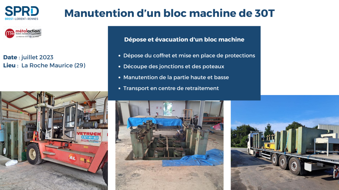 Manutention - Dépose et évacuation d'un bloc machine de 22 T