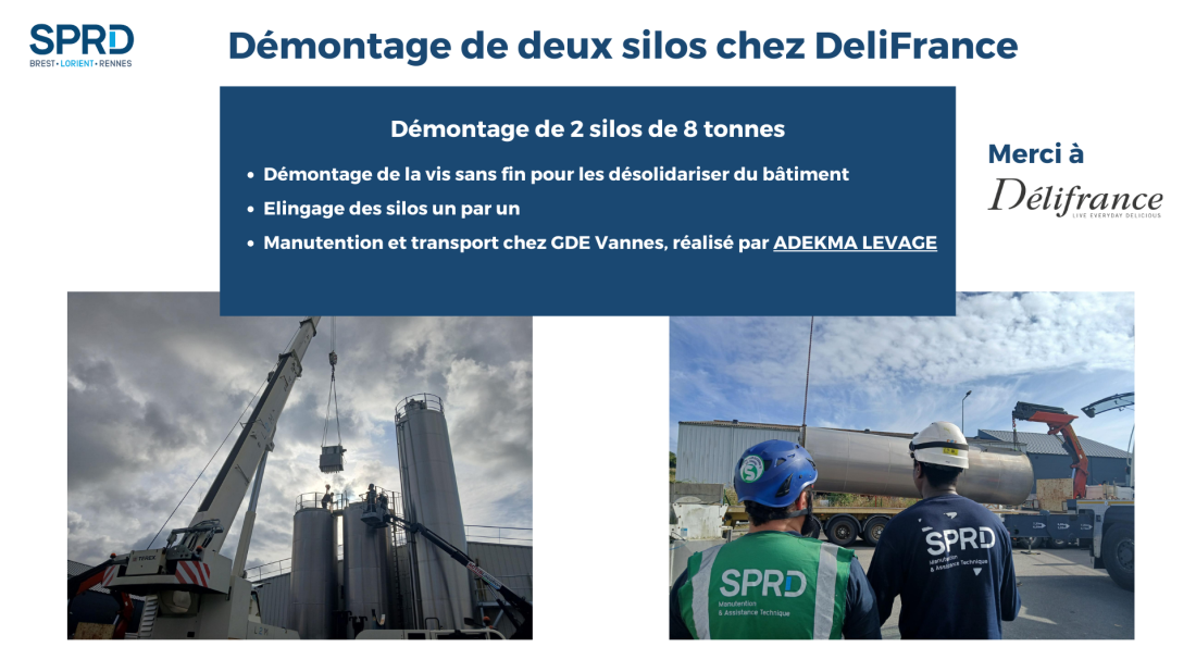 Démontage de deux silos chez Délifrance